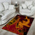 Hawaiian Volcano and Shark Area Rug Polynesian and Hibiscus Pattern Lava Color