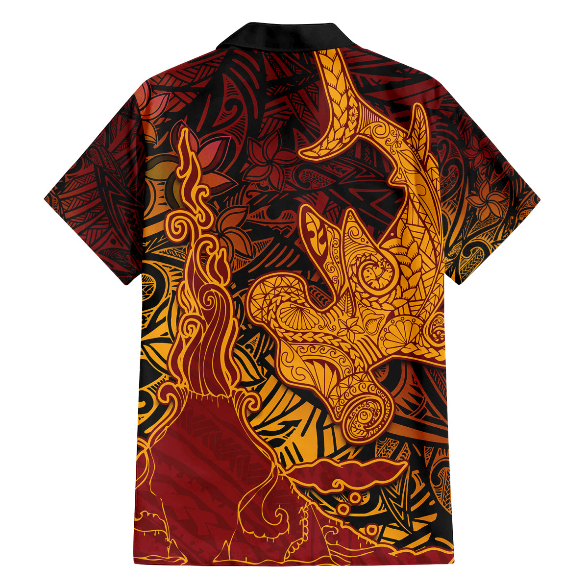 Hawaiian Volcano and Shark Family Matching Puletasi and Hawaiian Shirt Polynesian and Hibiscus Pattern Lava Color LT03 - Polynesian Pride