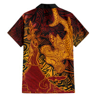 Hawaiian Volcano and Shark Family Matching Puletasi and Hawaiian Shirt Polynesian and Hibiscus Pattern Lava Color LT03 - Polynesian Pride