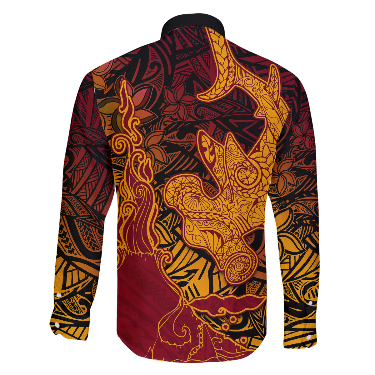 Hawaiian Volcano and Shark Family Matching Puletasi and Hawaiian Shirt Polynesian and Hibiscus Pattern Lava Color LT03 - Polynesian Pride