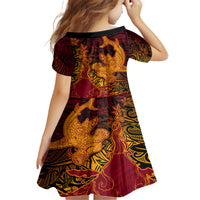 Hawaiian Volcano and Shark Family Matching Tank Maxi Dress and Hawaiian Shirt Polynesian and Hibiscus Pattern Lava Color