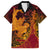 Hawaiian Volcano and Shark Family Matching Tank Maxi Dress and Hawaiian Shirt Polynesian and Hibiscus Pattern Lava Color