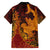 Hawaiian Volcano and Shark Hawaiian Shirt Polynesian and Hibiscus Pattern Lava Color