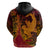 Hawaiian Volcano and Shark Hoodie Polynesian and Hibiscus Pattern Lava Color