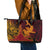 Hawaiian Volcano and Shark Leather Tote Bag Polynesian and Hibiscus Pattern Lava Color