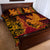 Hawaiian Volcano and Shark Quilt Bed Set Polynesian and Hibiscus Pattern Lava Color