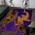 Hawaiian Volcano and Shark Area Rug Polynesian and Hibiscus Pattern Purple Yellow Gradient