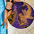 Hawaiian Volcano and Shark Beach Blanket Polynesian and Hibiscus Pattern Purple Yellow Gradient
