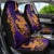 Hawaiian Volcano and Shark Car Seat Cover Polynesian and Hibiscus Pattern Purple Yellow Gradient