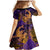 Hawaiian Volcano and Shark Family Matching Mermaid Dress and Hawaiian Shirt Polynesian and Hibiscus Pattern Purple Yellow Gradient