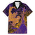 Hawaiian Volcano and Shark Hawaiian Shirt Polynesian and Hibiscus Pattern Purple Yellow Gradient