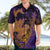 Hawaiian Volcano and Shark Hawaiian Shirt Polynesian and Hibiscus Pattern Purple Yellow Gradient