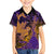 Hawaiian Volcano and Shark Hawaiian Shirt Polynesian and Hibiscus Pattern Purple Yellow Gradient