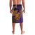 Hawaiian Volcano and Shark Lavalava Polynesian and Hibiscus Pattern Purple Yellow Gradient