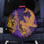 Hawaiian Volcano and Shark Spare Tire Cover Polynesian and Hibiscus Pattern Purple Yellow Gradient