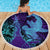 Hawaiian Volcano and Shark Beach Blanket Polynesian and Hibiscus Pattern Purple Cyan Gradient