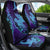 Hawaiian Volcano and Shark Car Seat Cover Polynesian and Hibiscus Pattern Purple Cyan Gradient