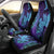 Hawaiian Volcano and Shark Car Seat Cover Polynesian and Hibiscus Pattern Purple Cyan Gradient