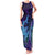 Hawaiian Volcano and Shark Family Matching Tank Maxi Dress and Hawaiian Shirt Polynesian and Hibiscus Pattern Purple Cyan Gradient