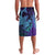 Hawaiian Volcano and Shark Lavalava Polynesian and Hibiscus Pattern Purple Cyan Gradient