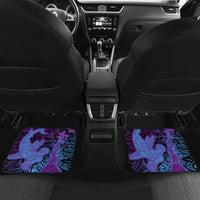 Hawaiian Volcano and Shark Car Mats Polynesian and Hibiscus Pattern Violet Gradient
