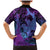 Hawaiian Volcano and Shark Family Matching Mermaid Dress and Hawaiian Shirt Polynesian and Hibiscus Pattern Violet Gradient