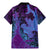 Hawaiian Volcano and Shark Family Matching Mermaid Dress and Hawaiian Shirt Polynesian and Hibiscus Pattern Violet Gradient