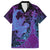 Hawaiian Volcano and Shark Hawaiian Shirt Polynesian and Hibiscus Pattern Violet Gradient