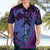 Hawaiian Volcano and Shark Hawaiian Shirt Polynesian and Hibiscus Pattern Violet Gradient