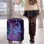 Hawaiian Volcano and Shark Luggage Cover Polynesian and Hibiscus Pattern Violet Gradient