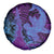 Hawaiian Volcano and Shark Spare Tire Cover Polynesian and Hibiscus Pattern Violet Gradient