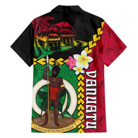 Vanuatu Nakamal and Plumeria Flowers Family Matching Short Sleeve Bodycon Dress and Hawaiian Shirt Polynesian Pattern LT03 - Polynesian Pride