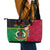 Vanuatu Nakamal and Plumeria Flowers Leather Tote Bag Polynesian Pattern