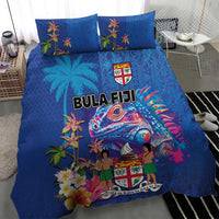 Fiji Bula Bedding Set Tropical Plants with Palm Tree and Iguana Colorful