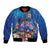 Fiji Bula Bomber Jacket Tropical Plants with Palm Tree and Iguana Colorful
