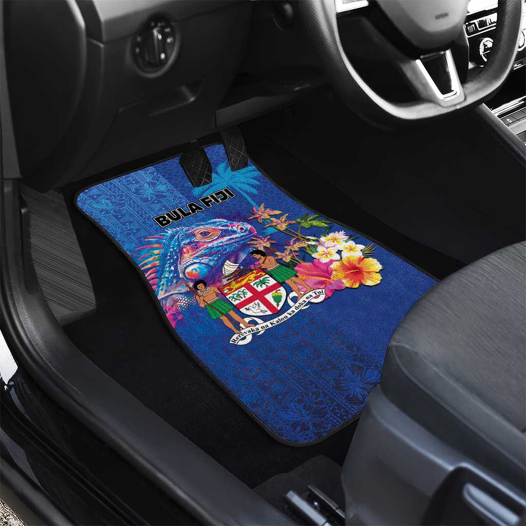 Fiji Bula Car Mats Tropical Plants with Palm Tree and Iguana Colorful