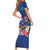 Fiji Bula Family Matching Short Sleeve Bodycon Dress and Hawaiian Shirt Tropical Plants with Palm Tree and Iguana Colorful