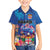 Fiji Bula Family Matching Short Sleeve Bodycon Dress and Hawaiian Shirt Tropical Plants with Palm Tree and Iguana Colorful