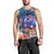 Fiji Bula Men Tank Top Tropical Plants with Palm Tree and Iguana Colorful