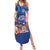 Fiji Bula Summer Maxi Dress Tropical Plants with Palm Tree and Iguana Colorful