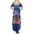 Fiji Bula Summer Maxi Dress Tropical Plants with Palm Tree and Iguana Colorful