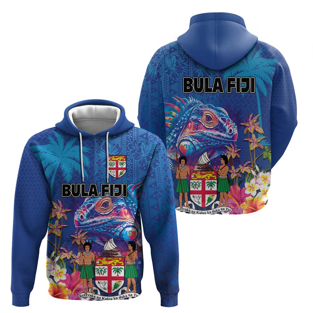 Fiji Bula Zip Hoodie Tropical Plants with Palm Tree and Iguana Colorful LT03 - Polynesian Pride
