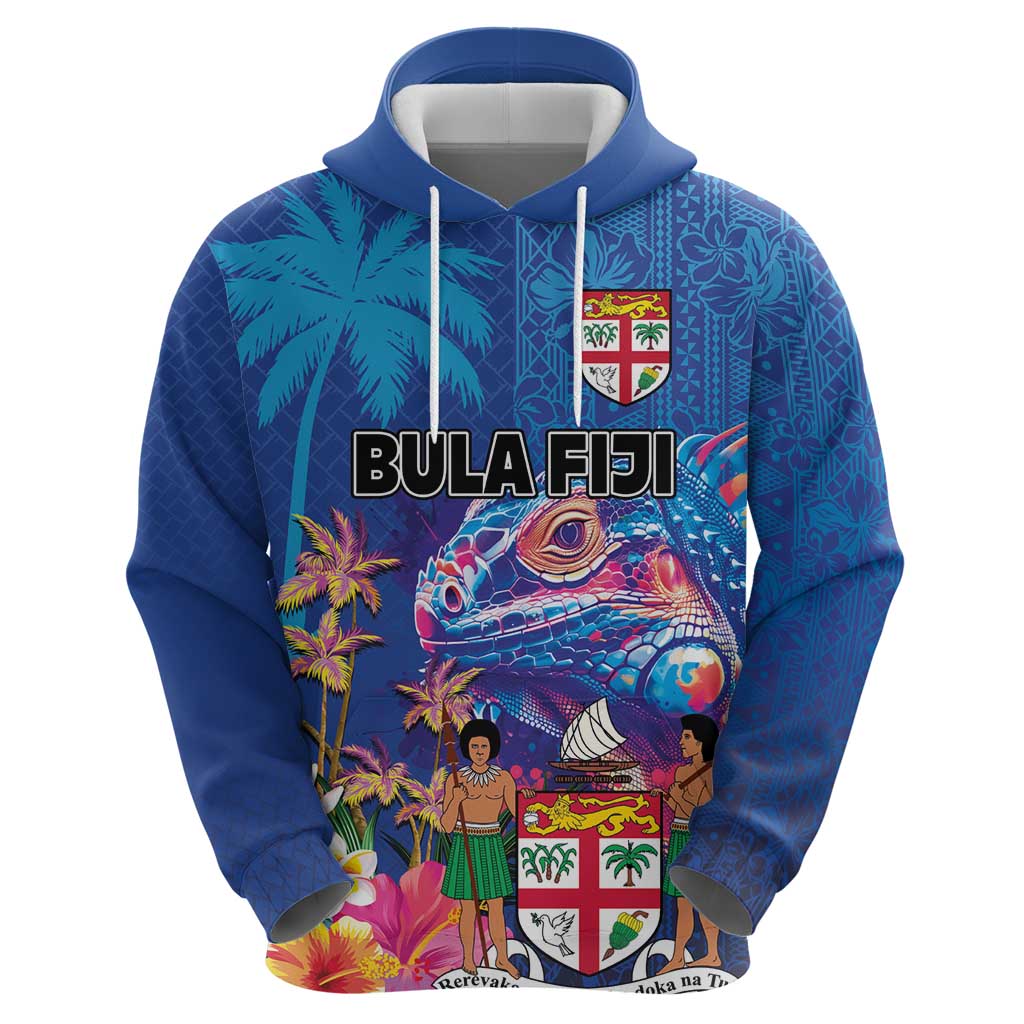 Fiji Bula Zip Hoodie Tropical Plants with Palm Tree and Iguana Colorful LT03 - Polynesian Pride