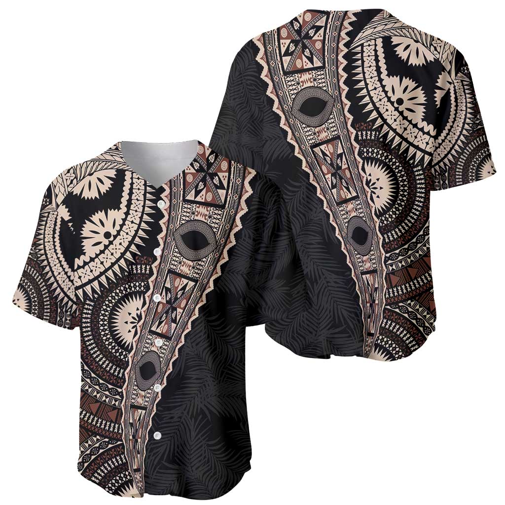 Fiji Traditional Masi Baseball Jersey Tapa Art Palm Leaves Pattern