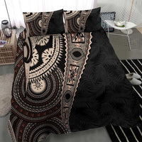 Fiji Traditional Masi Bedding Set Tapa Art Palm Leaves Pattern