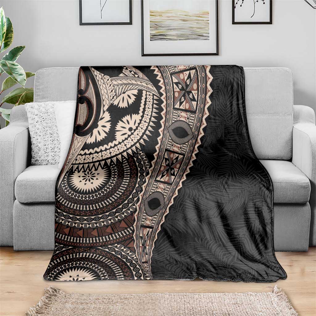 Fiji Traditional Masi Blanket Tapa Art Palm Leaves Pattern