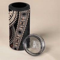 Fiji Traditional Masi 4 in 1 Can Cooler Tumbler Tapa Art Palm Leaves Pattern