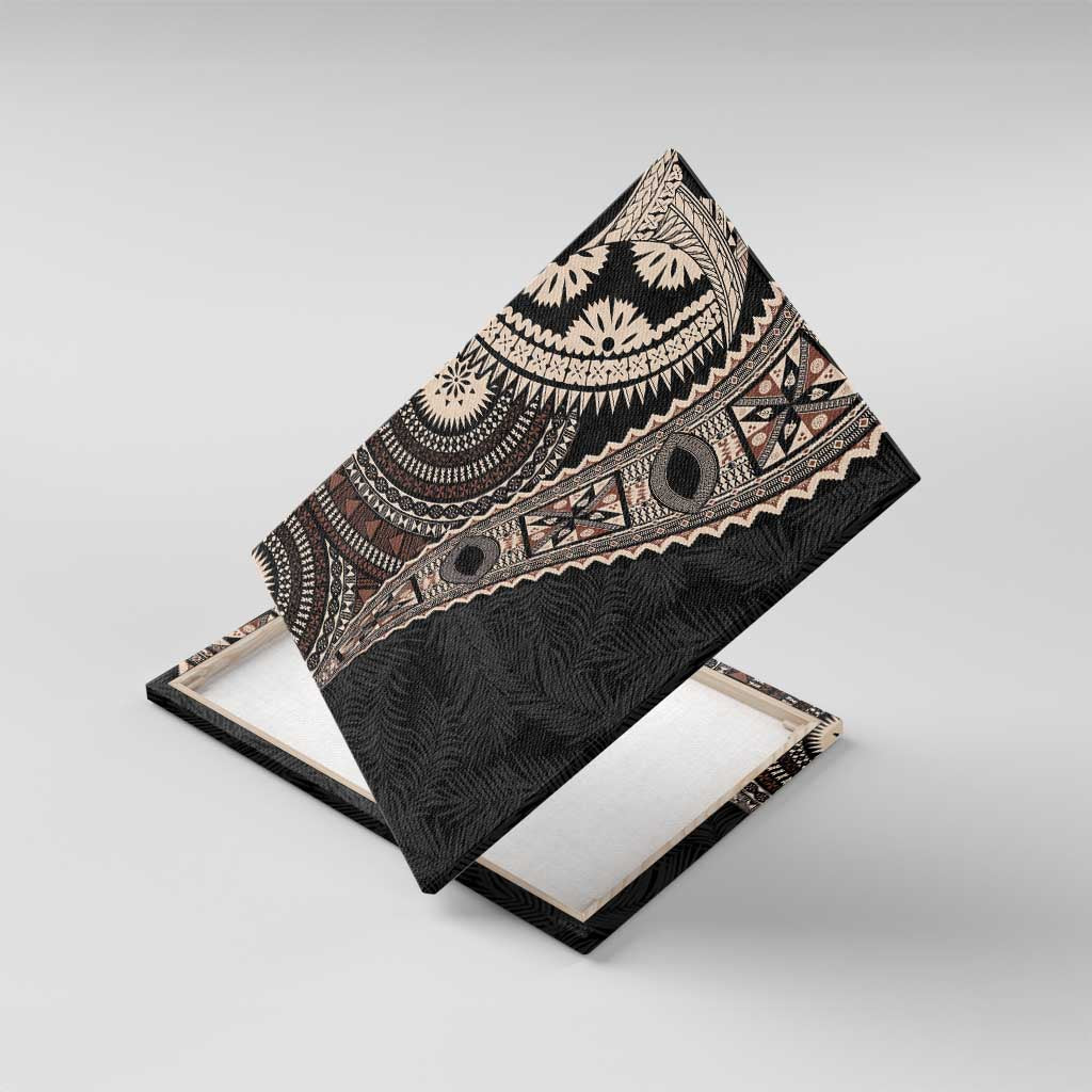 Fiji Traditional Masi Canvas Wall Art Tapa Art Palm Leaves Pattern