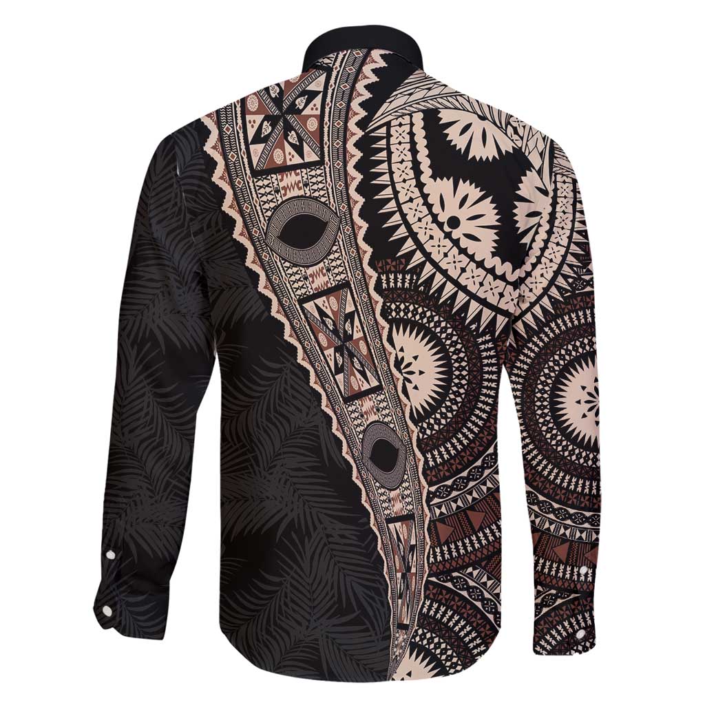 Fiji Traditional Masi Family Matching Puletasi and Hawaiian Shirt Tapa Art Palm Leaves Pattern