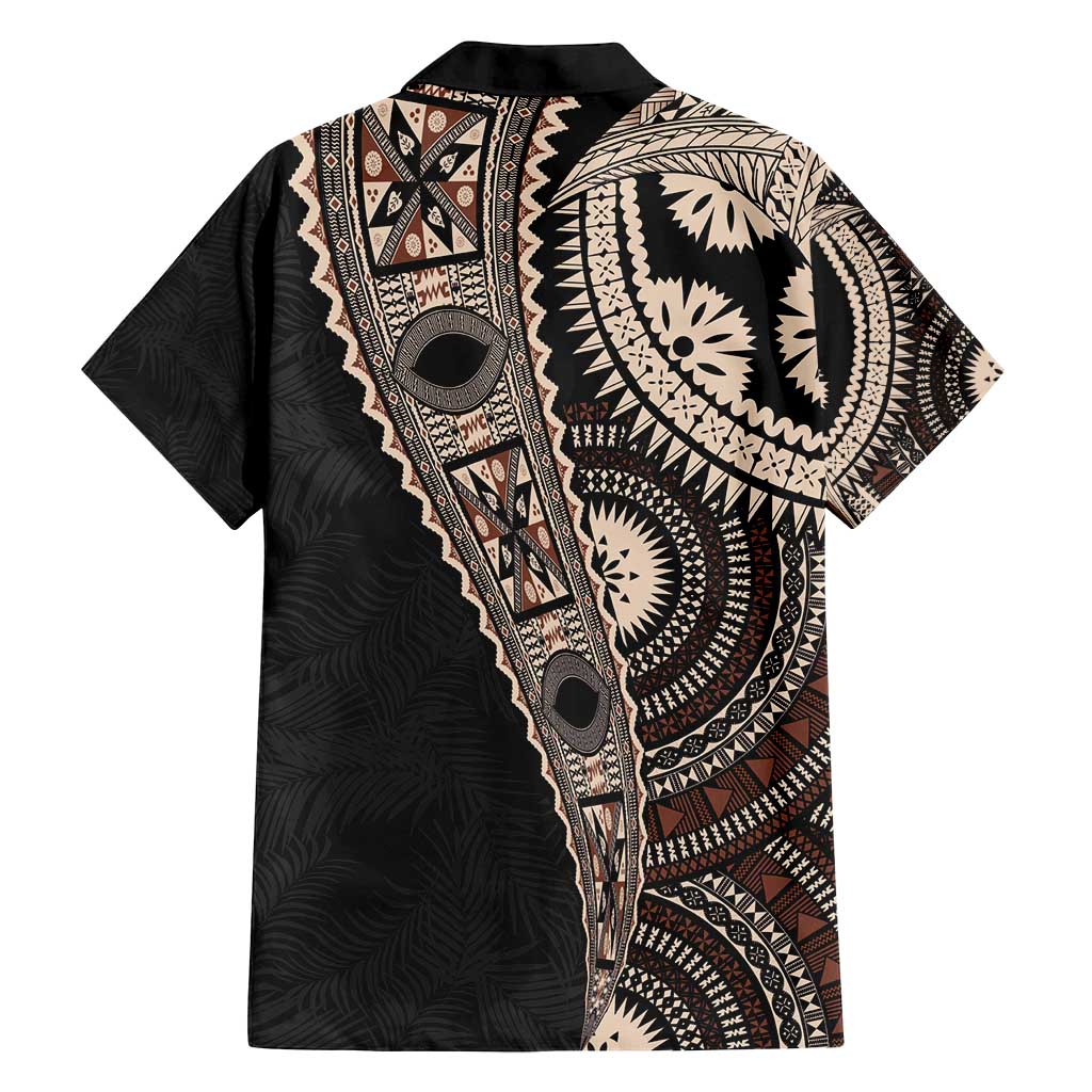 Fiji Traditional Masi Family Matching Summer Maxi Dress and Hawaiian Shirt Tapa Art Palm Leaves Pattern